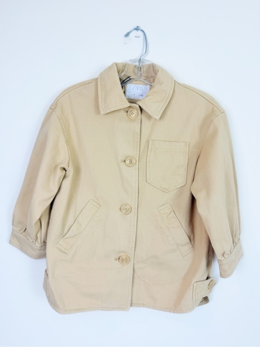 Zara Kids Tan Button-Front Pea Coat
